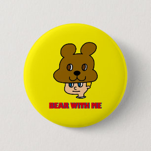 Bóton Redondo 5.08cm Botão Urso Comigo
