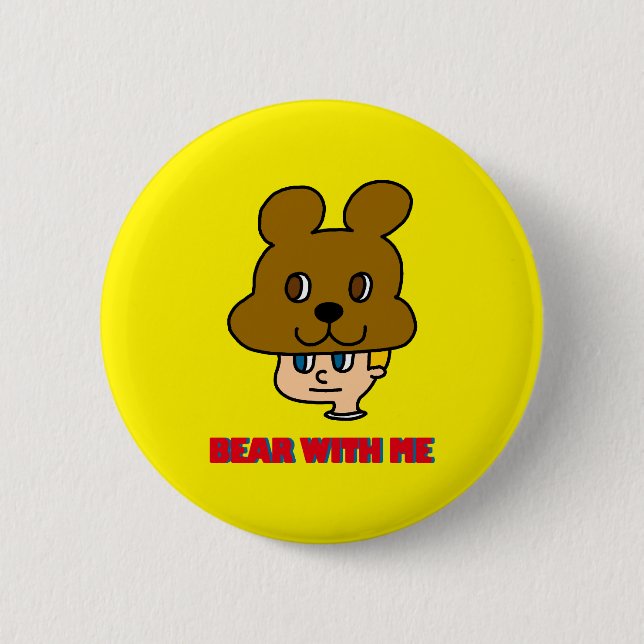 Bóton Redondo 5.08cm Botão Urso Comigo (Frente)