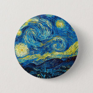 Bóton Redondo 5.08cm Botão Van Gogh Starry Night