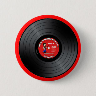 Bóton Redondo 5.08cm Botão velho do registro de vinil do gajo do