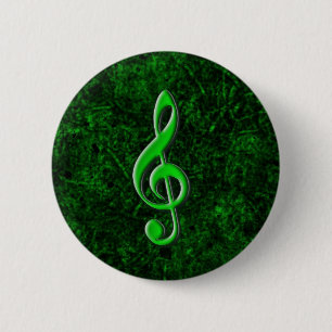 Bóton Redondo 5.08cm Botão verde do símbolo da nota da música