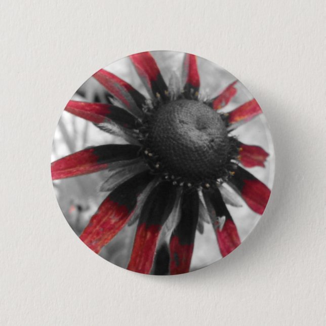 Bóton Redondo 5.08cm Botão vermelho da flor (Frente)