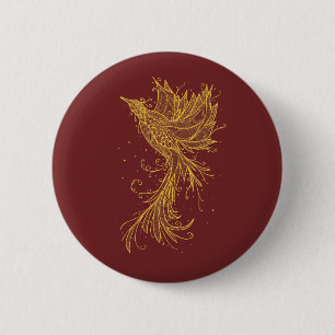 Bóton Redondo 5.08cm Botão vermelho de aumentação dourado de Phoenix