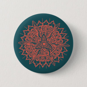 Bóton Redondo 5.08cm Botão vermelho do ornamento da mandala