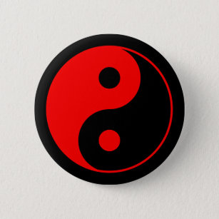 Bóton Redondo 5.08cm Botão vermelho do símbolo de Yin Yang