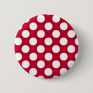 Bóton Redondo 5.08cm Botão vermelho e branco de Polkadots