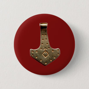 Bóton Redondo 5.08cm Botão vermelho redondo do Hammer do Dourado Thor