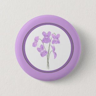 Bóton Redondo 5.08cm Botão violeta selvagem do buquê da aguarela