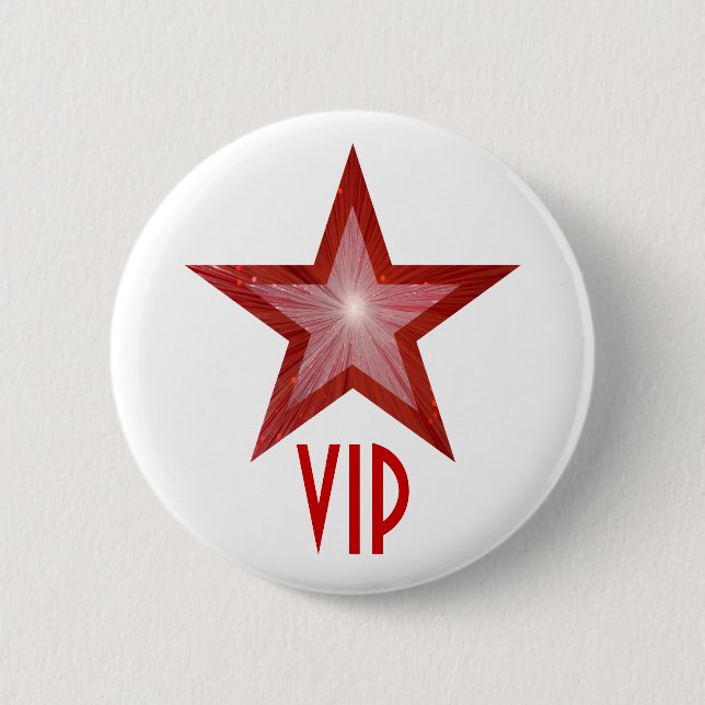 Bóton Redondo 5.08cm Botão 'VIP' da Estrela Vermelha branco (Frente)