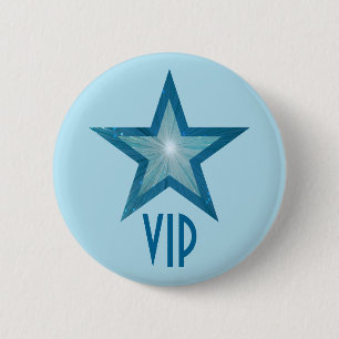 Bóton Redondo 5.08cm Botão 'VIP' de estrela azul azul azul azul