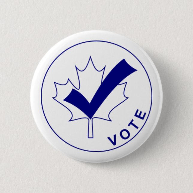 Bóton Redondo 5.08cm Botão VOTE Canadá - Azul (Frente)