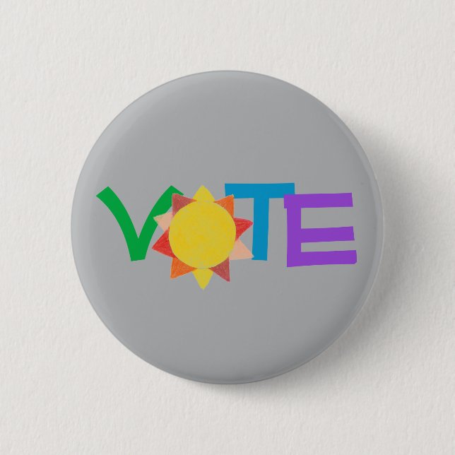 Bóton Redondo 5.08cm Botão Voto GOTV / Votar Com Sol (Frente)
