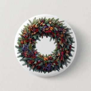 Bóton Redondo 5.08cm Botão Wreath de Natal