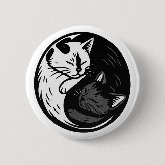 Bóton Redondo 5.08cm Botão Yin Yang de Gato / Smoking por Phil Elmore
