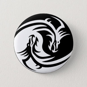Bóton Redondo 5.08cm botão yin yang dragons