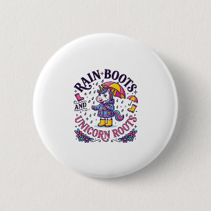Bóton Redondo 5.08cm Botas de Chuva de Unicórnio e Camisa Comercial Uni