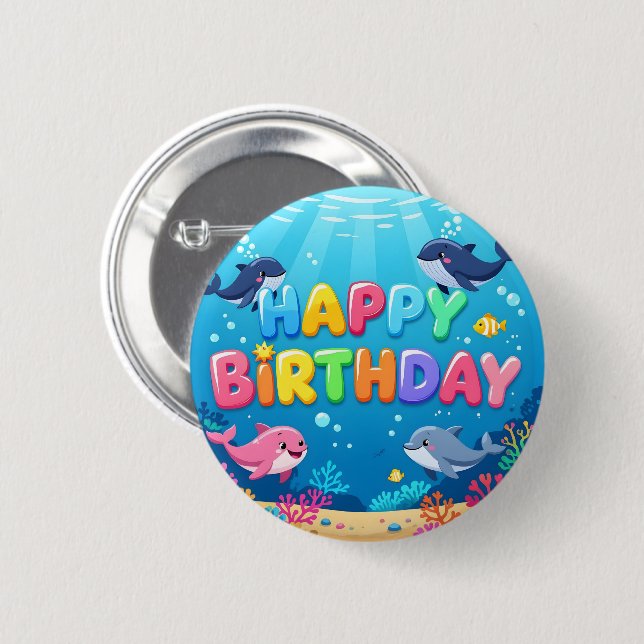 Bóton Redondo 5.08cm Boto-nariz-de-garrafa marinho fofo de aniversário  (Frente & Verso)