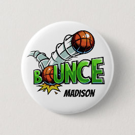 Bóton Redondo 5.08cm Botões de basquete BOUNCE de nome personalizado