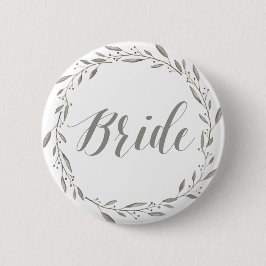 Bóton Redondo 5.08cm Botões de Casamento Elegante Cinza Noiva Floral