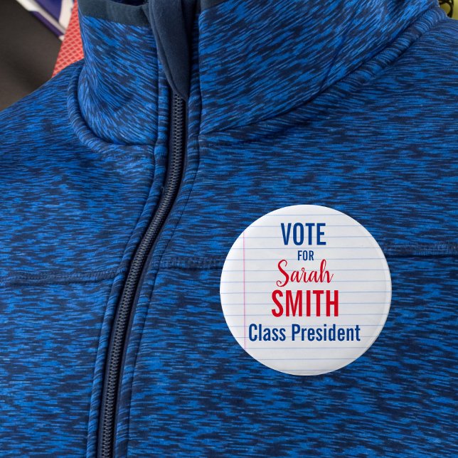 Bóton Redondo 5.08cm Botões de Voto do Conselho Estudante | Vermelho e  (Criador carregado)