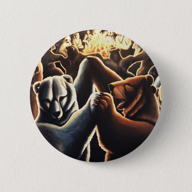 Bóton Redondo 5.08cm Botões do Urso Dançar Botões do Pino Botões Animai (Frente)