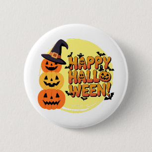 Bóton Redondo 5.08cm Botões e Pin's Fofos de Halloween Fantasmas, Abóbo