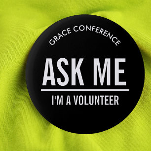 Bóton Redondo 5.08cm Botões Pretos para Voluntários