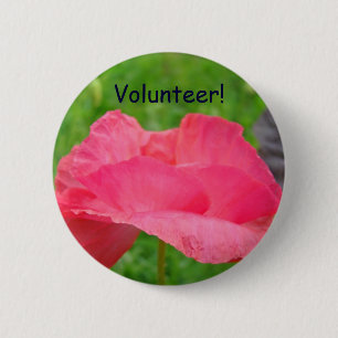 Bóton Redondo 5.08cm Botões Voluntário! Flores Papoula Rosa