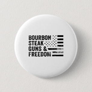 Bóton Redondo 5.08cm Bourbon Steak Guns E Freedom Usa Flag Whiskey Pa