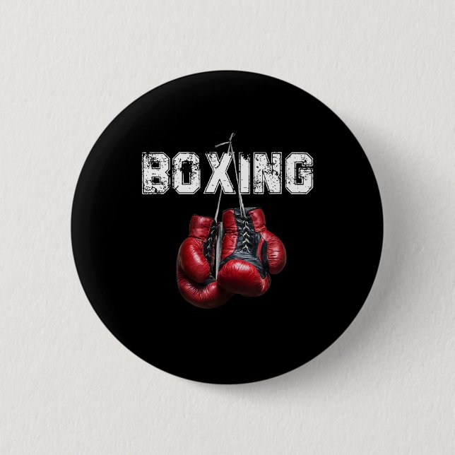 Bóton Redondo 5.08cm Boxe Engraçado - Eu Amo Boxe  (Frente)