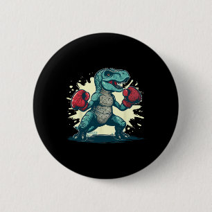 Bóton Redondo 5.08cm Boxeador Dinossauro Boxeador T-rex Kickboxing Dino