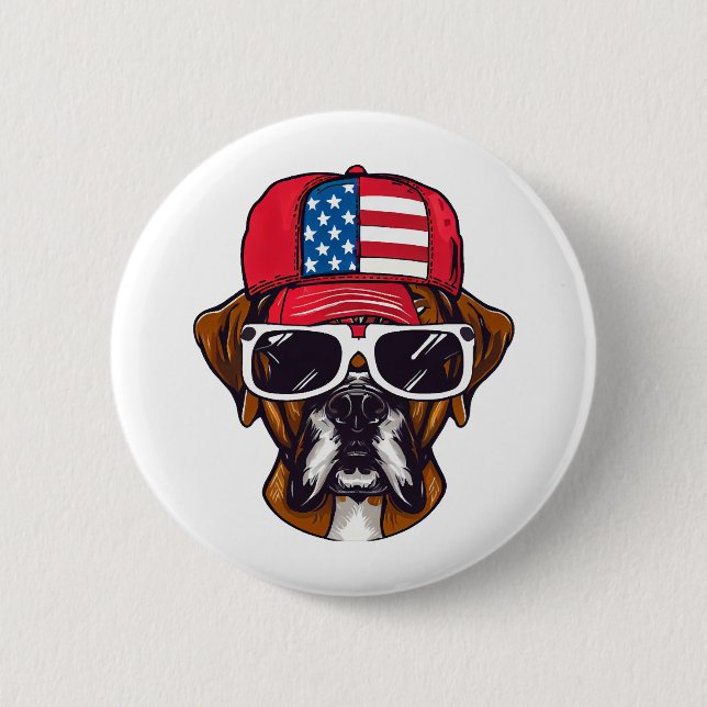 Bóton Redondo 5.08cm Boxer Dog USA (Frente)