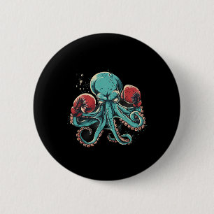Bóton Redondo 5.08cm Boxer Octopus Lover Ocean Creature Kickboxe