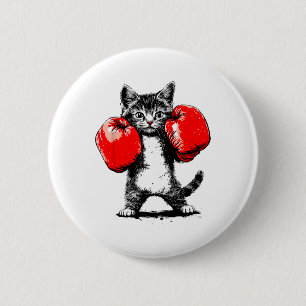 Bóton Redondo 5.08cm Boxing Cat Sport Luvas Legal Cute Funny Men Mulher