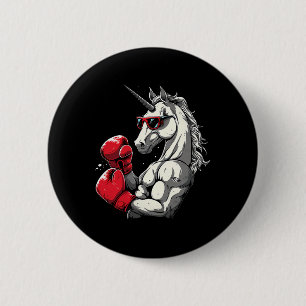 Bóton Redondo 5.08cm Boxing Unicorn with Boxing Glove Kickboxing Cute