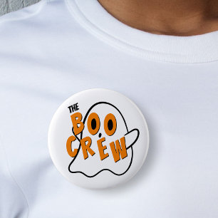 Bóton Redondo 5.08cm Branca de Halloween da Família Boo Crew Ghost