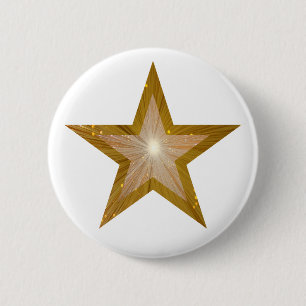 Bóton Redondo 5.08cm Branco "Dourado" do botão da estrela