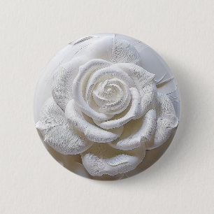 Bóton Redondo 5.08cm Branco Sobre Branco - Rosa Esculpida
