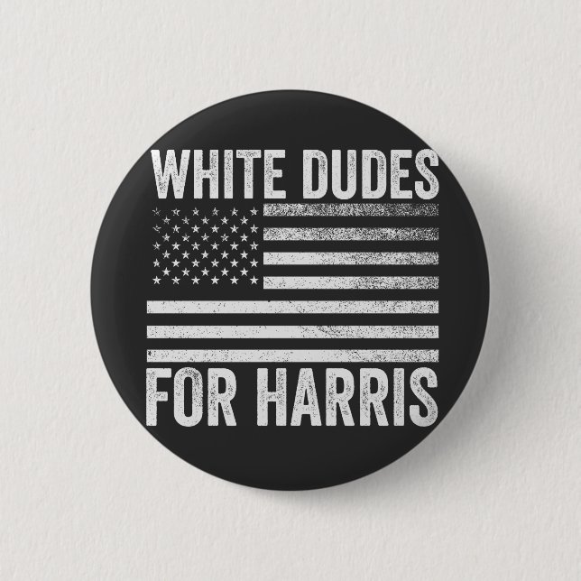 Bóton Redondo 5.08cm Brancos Para Kamala Harris 2024 (Frente)