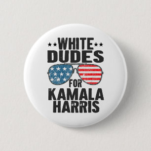 Bóton Redondo 5.08cm Brancos Para Kamala Harris Sungles Usa