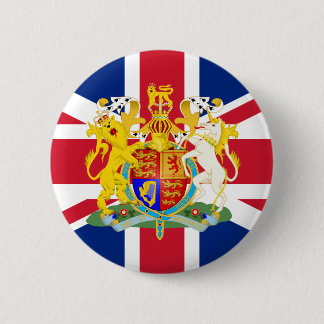 Bóton Redondo 5.08cm Brasão de Armas e Bandeira do Reino Unido