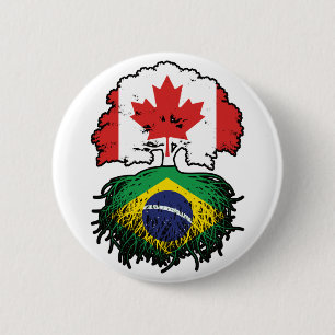 Bóton Redondo 5.08cm Brasil: Canadá, Canadá, Bandeira das Raízes das Ár