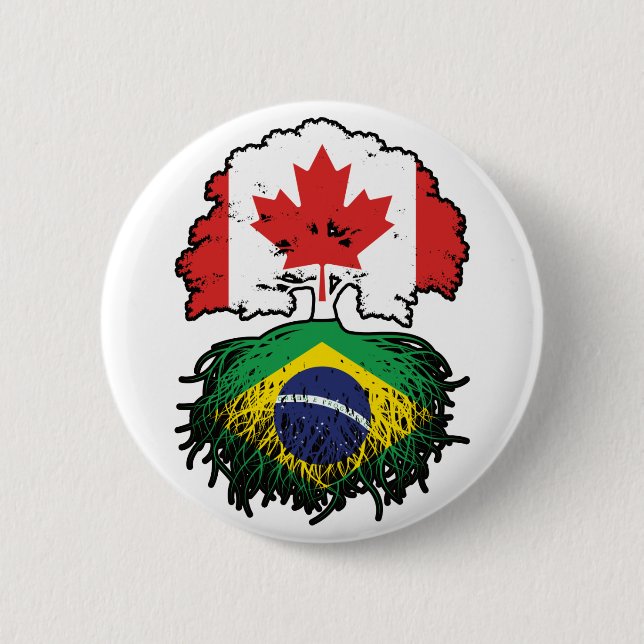 Bóton Redondo 5.08cm Brasil: Canadá, Canadá, Bandeira das Raízes das Ár (Frente)