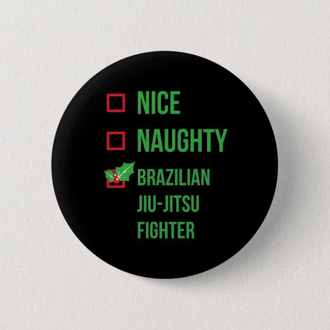 Bóton Redondo 5.08cm Brasil: Jiu-jitsu Combatendo Funny Pajama no Natal (Frente)