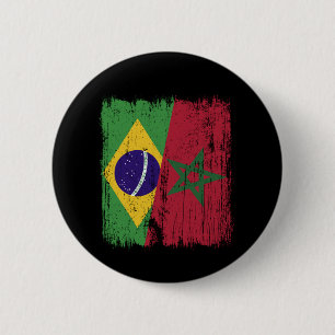 Bóton Redondo 5.08cm Brasil Marrocos Meia Bandeira Brasileiro Marroquin