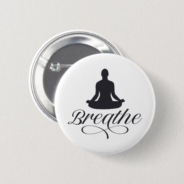 Bóton Redondo 5.08cm Breathe Yoga Pose Silhouette (Frente & Verso)