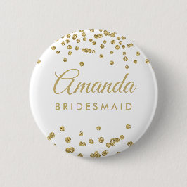Bóton Redondo 5.08cm Bridesmaid Favor Dourado Faux Glitter Confetti Bra