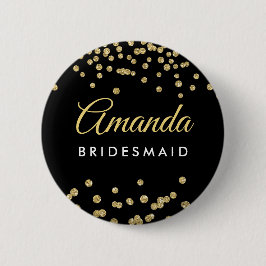 Bóton Redondo 5.08cm Bridesmaid Favor Dourado Faux Glitter Confetti Pre