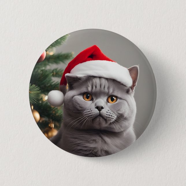 Bóton Redondo 5.08cm British Shorthair Christmas (Frente)