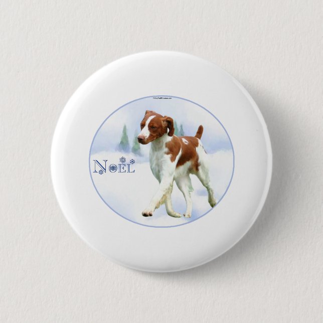 Bóton Redondo 5.08cm Brittany Spaniel Noel (Frente)